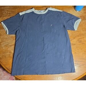 Vintage Y2K Tommy Hilfiger Waffle Knit T Shirt Mens‎ L Embroidered Crest Logo